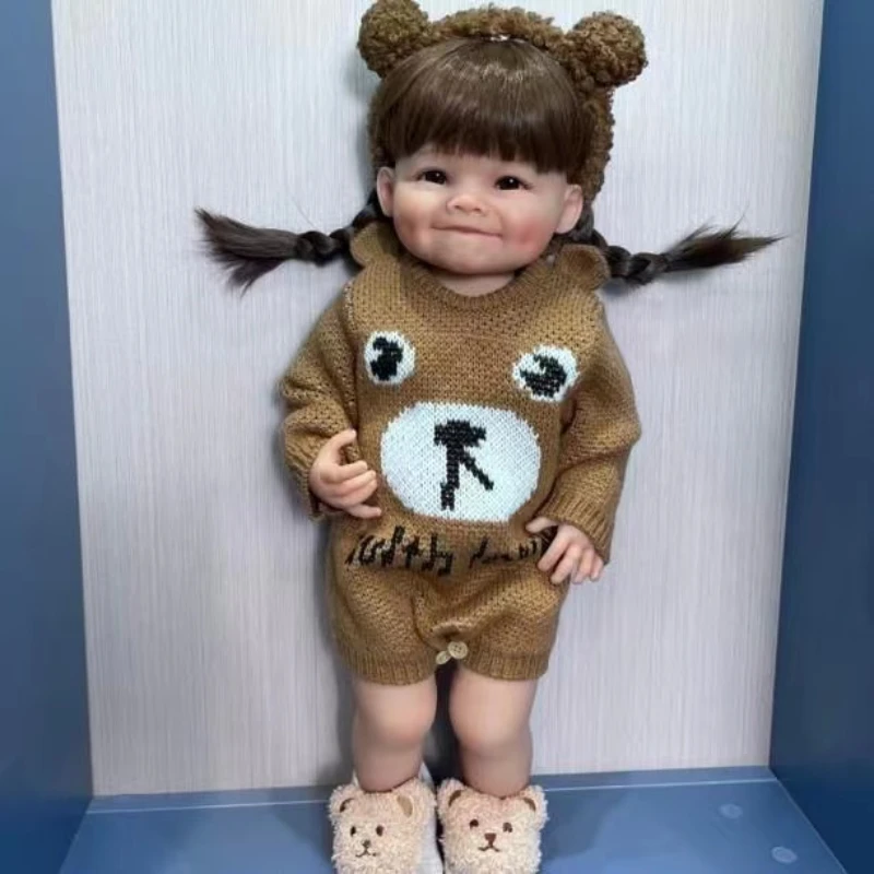 55cm full glue immersible simulation doll autumn and winter new smile dimple baby high-end niche gift