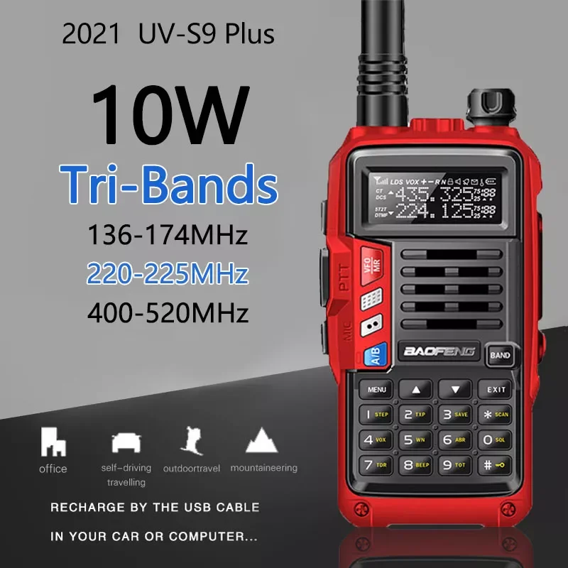 

UV-S9 Plus трехдиапазонное и двухдиапазонное выбираемое высокомощное Любительское радио с USB-зарядкой и диапазоном действия 10 км Любительское ...