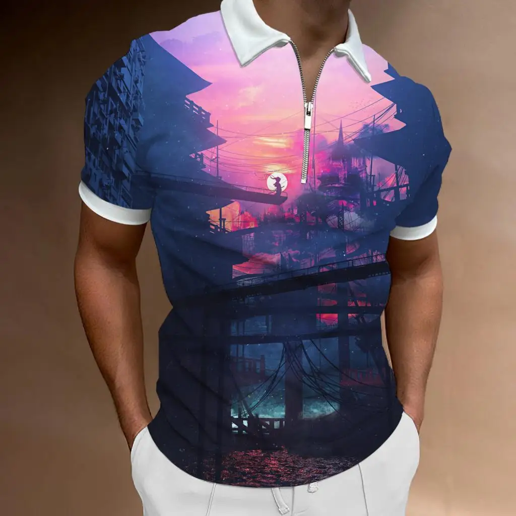 

Рубашка-поло мужская быстросохнущая, с коротким рукавом, на молнии