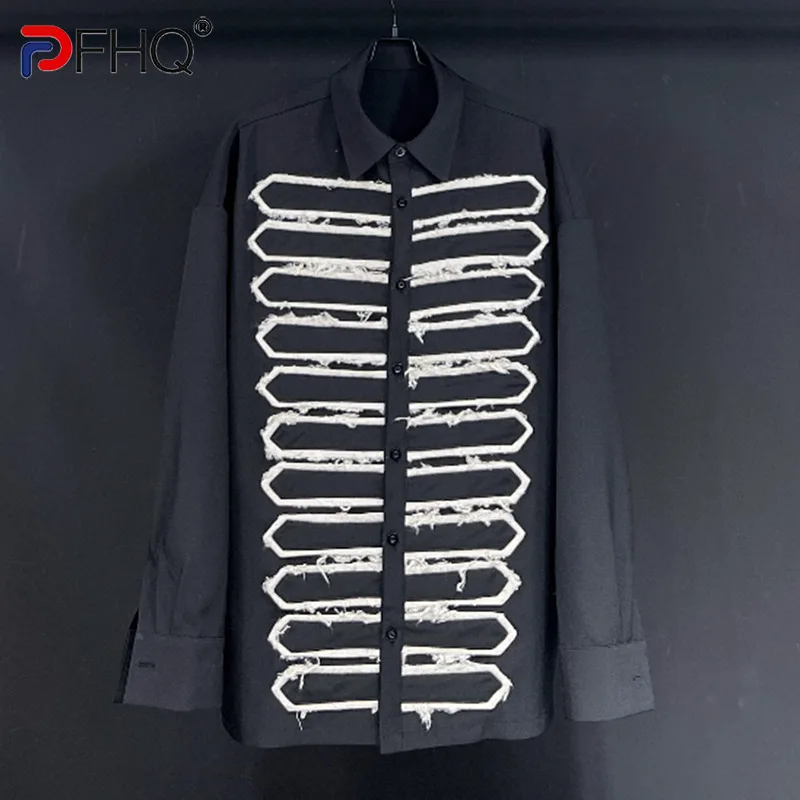 

PFHQ Heavy Industry Trendy Handsome Striped Shirts Tide Autumn Men's Print Loose Original Button Darkwear Leisure Tops 21Z1980