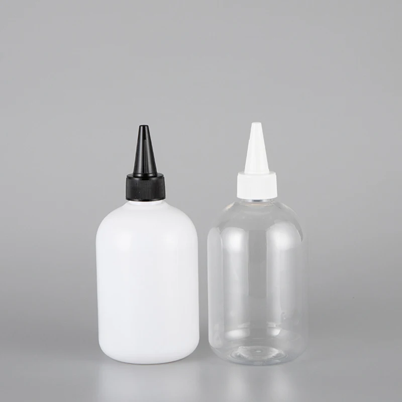 

10pcs 300ml Empty Liquid Plastic White Bottles with Pointed Mouth Cap,Big size Lotion cosmetic packaging Container for cosmetics