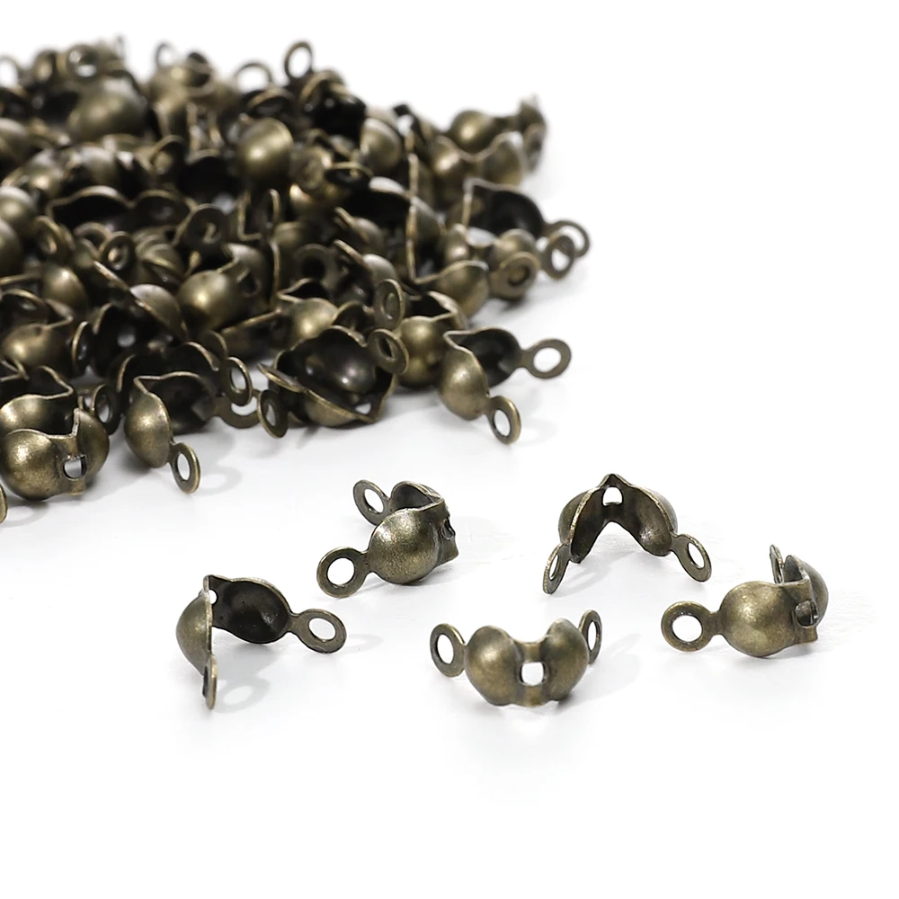 

200 Pcs Connector Clasp Fitting 4*7mm Ball Chain Calotte End Crimps Beads Connector Components for DIY Jewelry Making Supplie