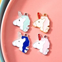 10pcs gold plated enamel unicorn charm pendant for jewerly making bracelet women necklace earrings accessories findings diy