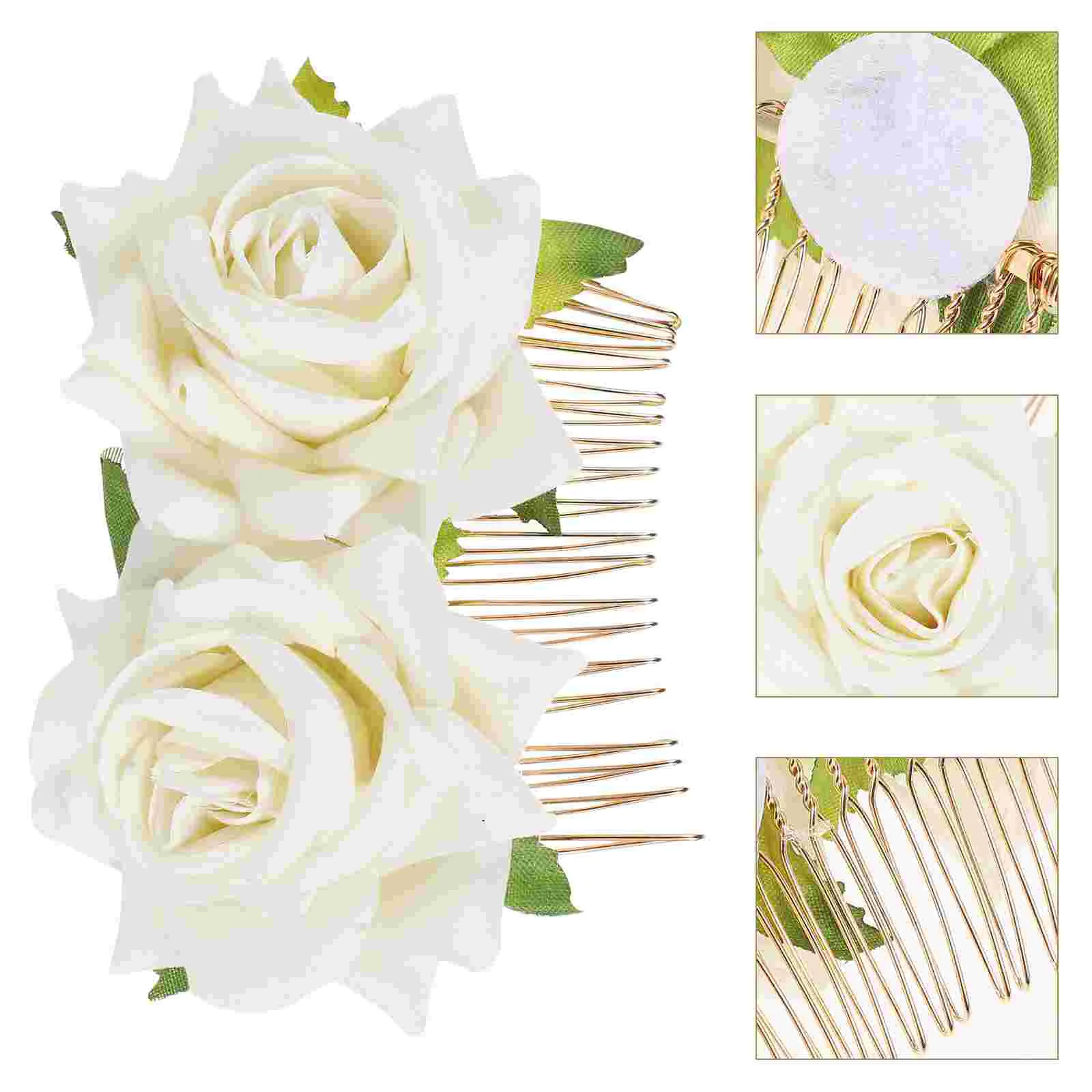 

Rose Hair Bride Decor Women Accessory Clip Wedding Tiara Decorate Iron Wire Bridesmaid Rhinestone Barrettes