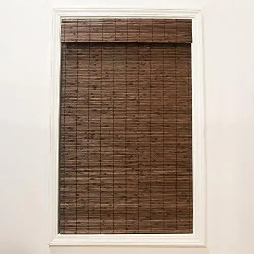 

Cordless Dockside Flatstick Bamboo Roman Shade, 46" x 64", Driftwood