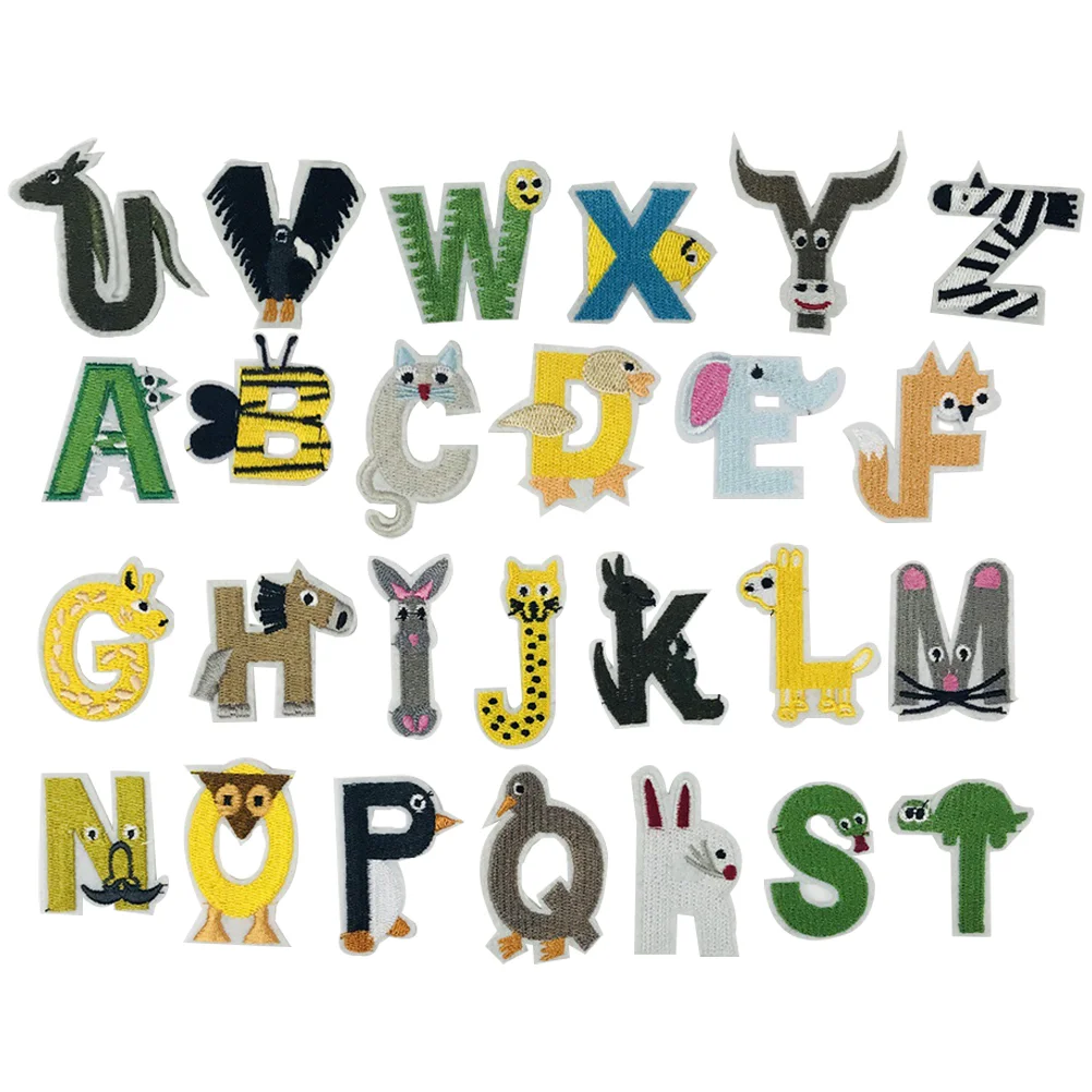 

Iron Onenglish Letters Sewing Applique Embroidered Patchclothing Diy Colorful Appliques Jeans Garment Alphabetic Animal Hatdress