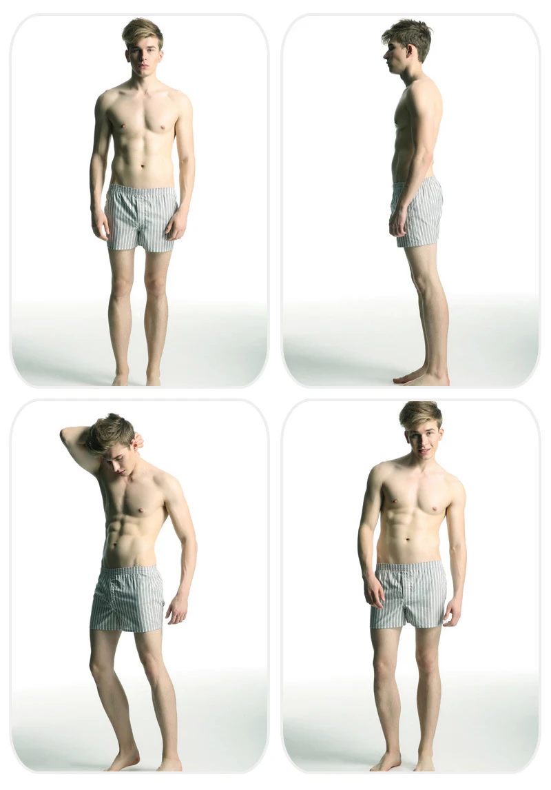 3 pcs Mens Underwear Boxers Shorts Casual Cotton Sleep Underpants Quality Plaid Loose Comfortable Homewear Striped Arrow Panties