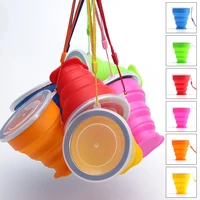 200ml foldable mug with handle portable safety silicone color travel retractable outdoor coffee cup