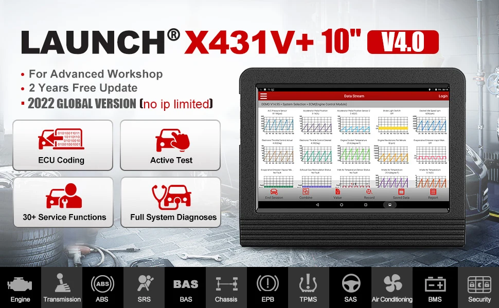 Launch X431 V Plus + V4.0 OBD2 сканер автомобильные Инструменты Obd2 диагностический