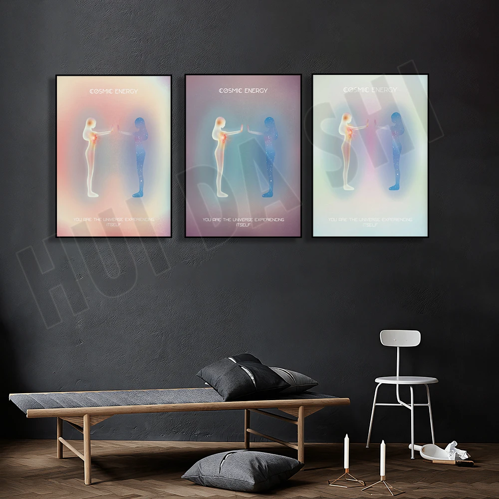 Космическая Энергия оригинальный градиент Художественная печать сиреневая мята