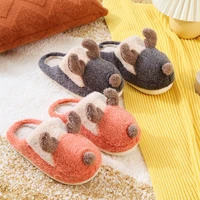 cartoon elk cotton slippers cute style indoor home furnishing plus velvet warmth thick wear resistant cotton slippers