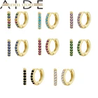 Серьги-кольца женские радужные, 7 мм, бирюзаЛавандачерныйзеленыйбелыйсиний