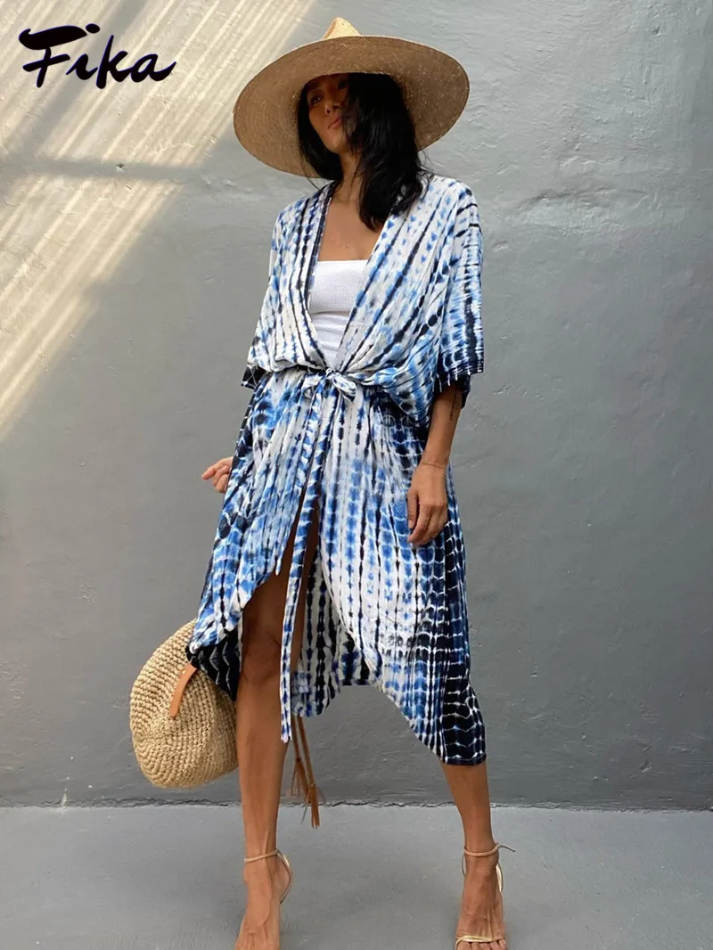 

Beach Cover Ups for Swimwear Women Robe Dress Bikini Coverups Black Tie Dye Swimsuit Cape Summer Dress 2022 Beachwear Outfits