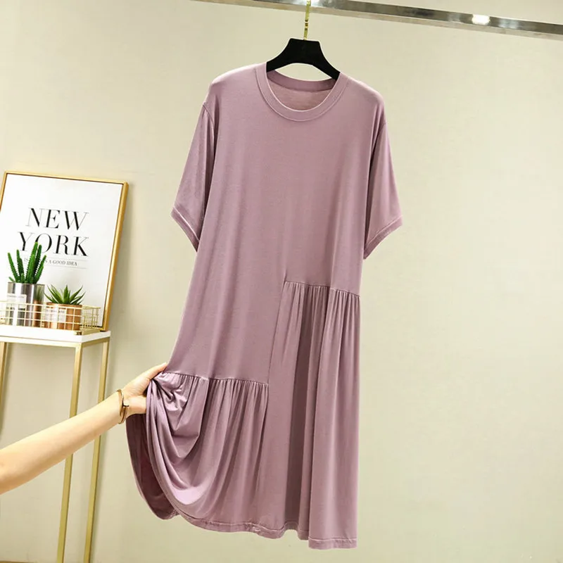 Summer Casual/Sexy Nightgown For Pregnant Women Elastic Nightdress Women's Modal O-Neck Short Sleeve Nightwear Fashion Big Size