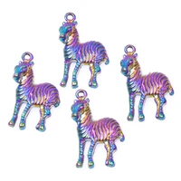 10pcs alloy delicate zebra shape charms pendant accessory rainbow color for jewelry making necklace earring metal bulk wholesale