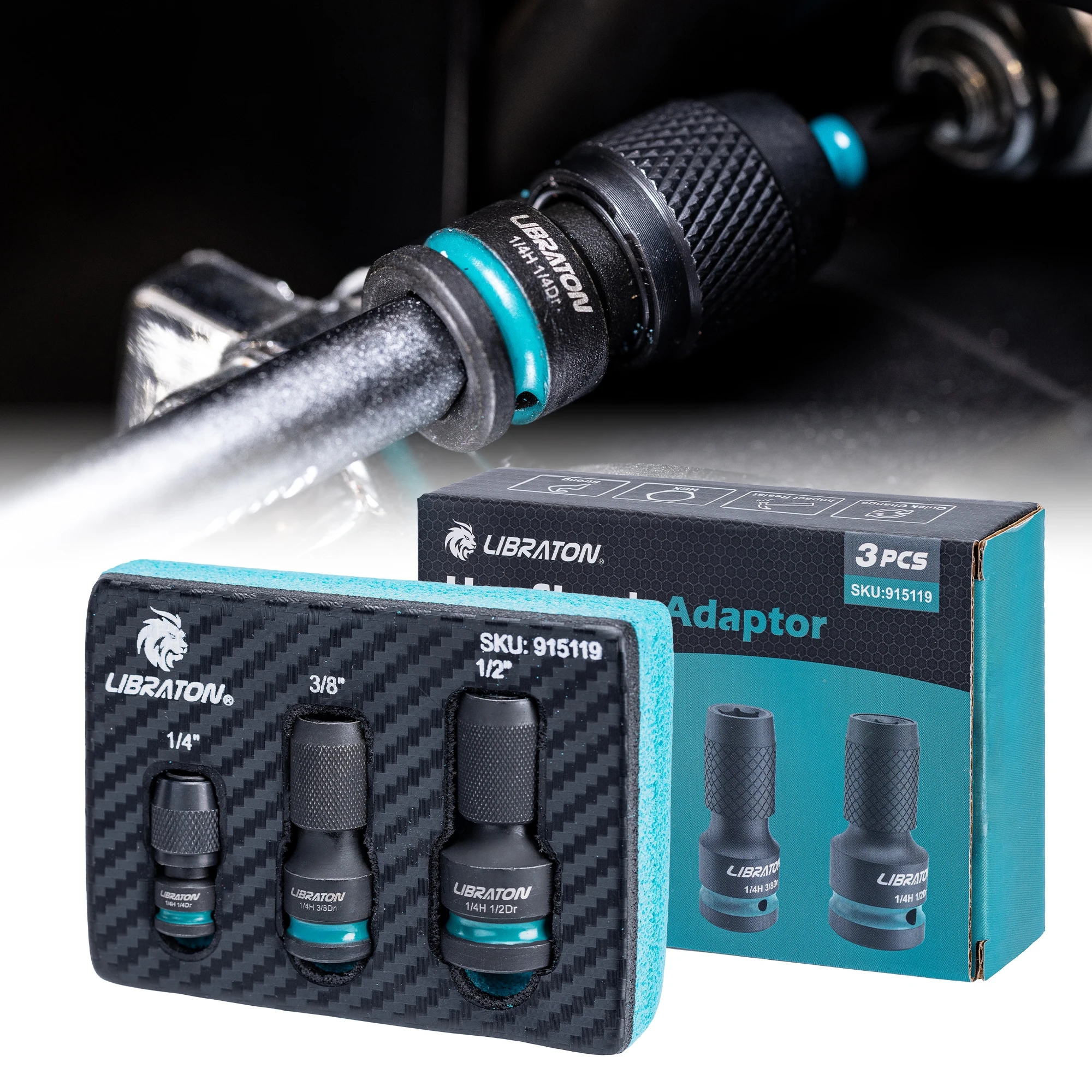 Универсальный адаптер для ударного гайковерта 1/4 дюйма, 3/8 дюйма, 1/2 дюйма, 1/4 шестигранной головки, быстросменный держатель ударных бит, адаптер для дрели 1/4 дюйма