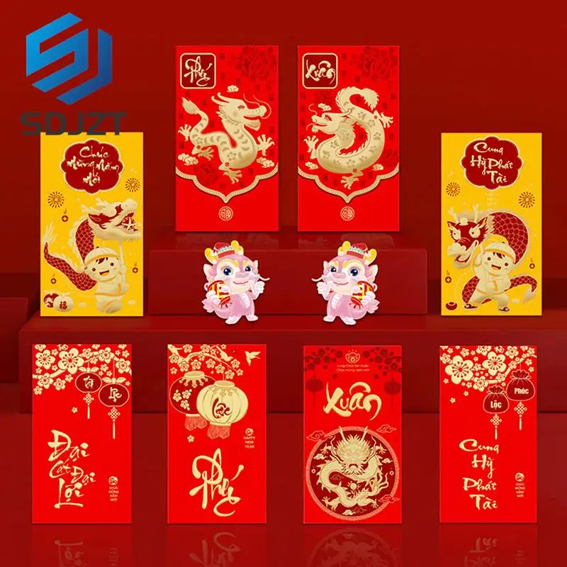 

6 шт., конверт с изображением знаков зодиака для китайского Нового года
