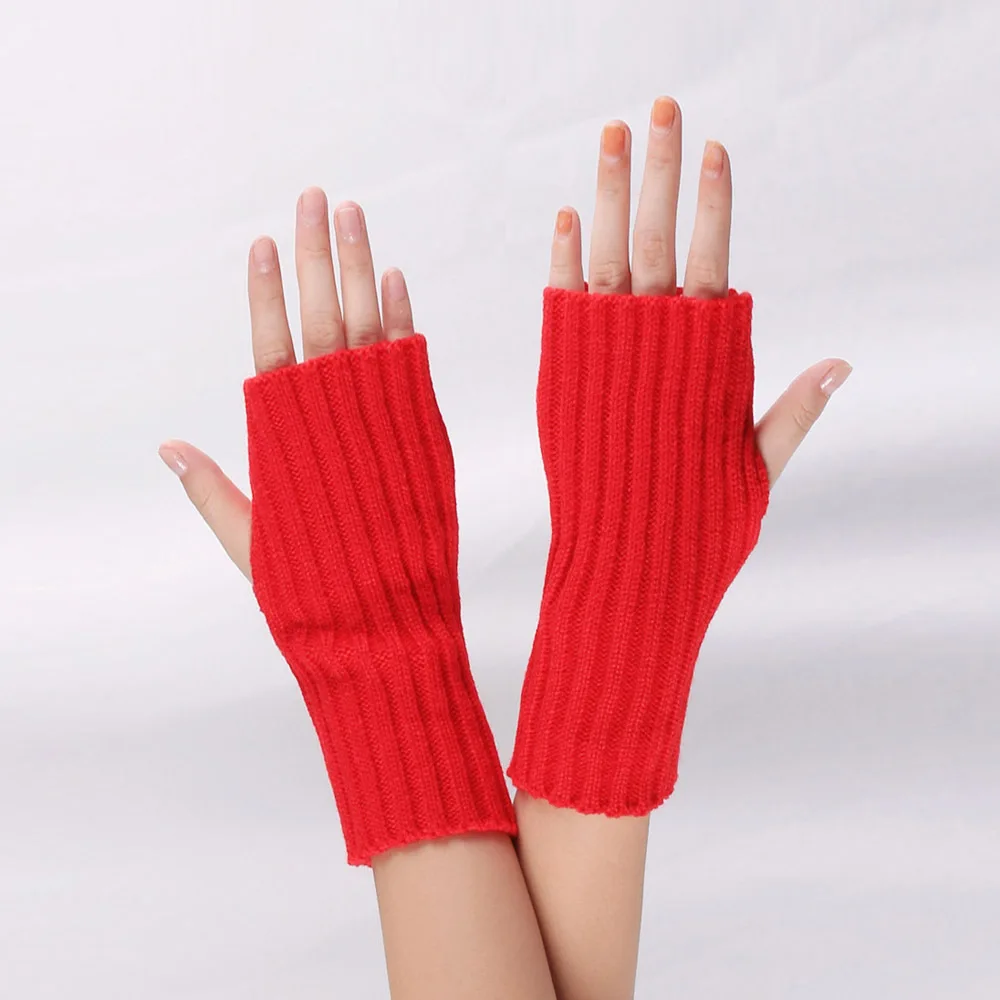 

1 Pair Autumn Winter Women Knit Gloves Arm Wrist Sleeve Hand Warmer Girls Long Half Winter Mittens Fingerless Gloves Gift