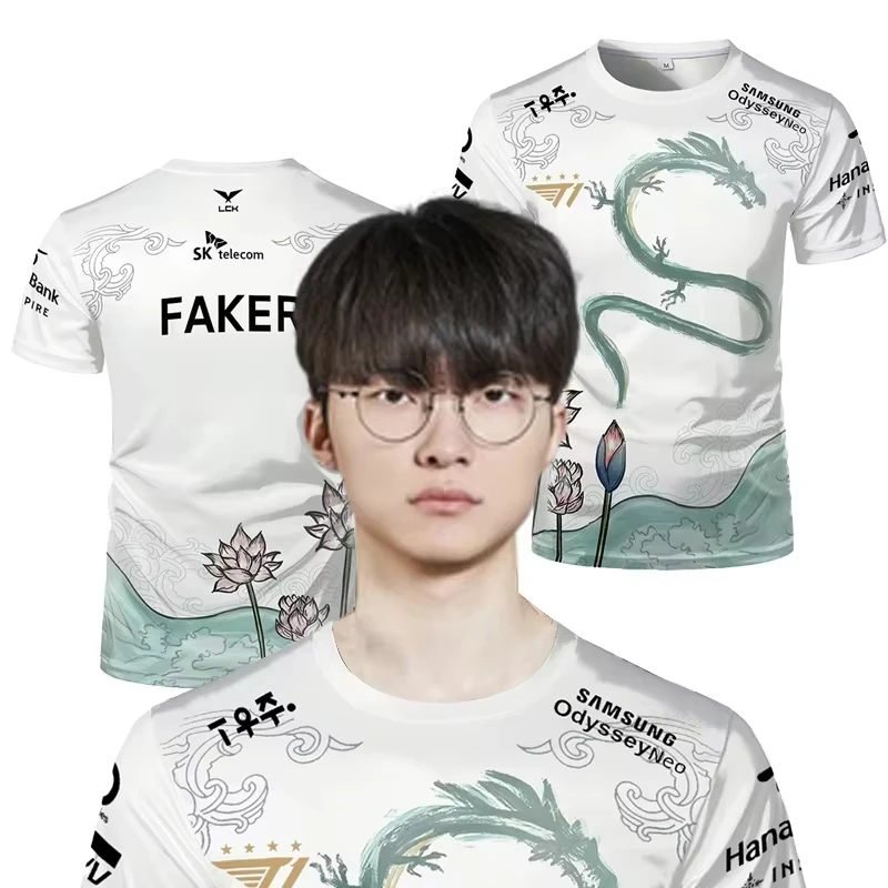 Фото New T1 E-Sports Club Faker Special Limited Edition League Of Legends T1 Trendy 3D T-shirt Gaming Sports Unisex Tops Men Clothing №1