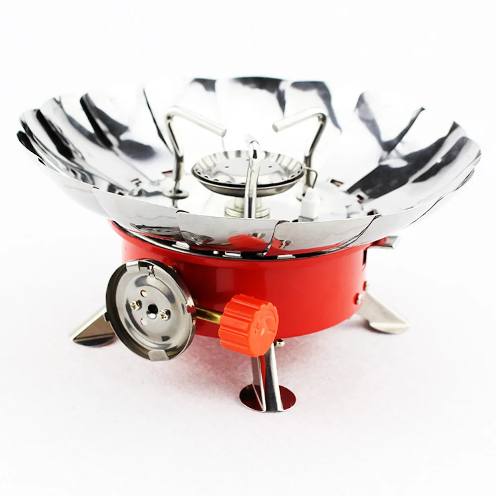 

Portable Windproof Piezo Ignition Lotus Gas Stove Outdoor Cooking Gas Burner Cookware with Adapter for Camping Hiking Picnic