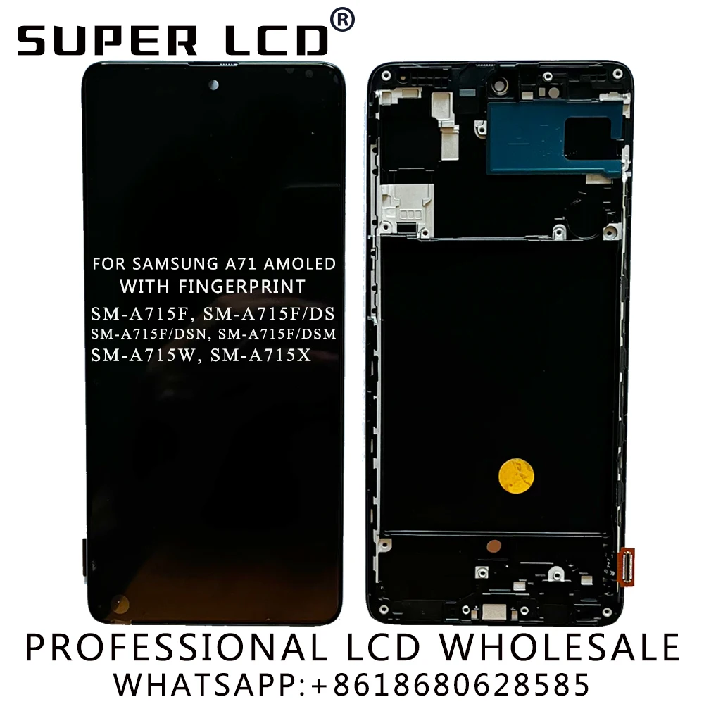 

AMOLED For Samsung Galaxy A71 A715F Fingerprint Replacement Mobile Phone LCD Display Touch Digitizer Screen Assembly