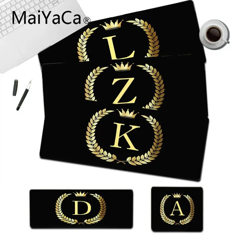 

MaiYaCa Black Golden Crown Letter Customized laptop Gaming mouse pad for large Edge Locking Speed Version Game Keyboard Pad