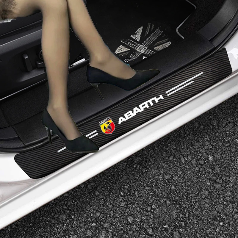 

4pcs Car Carbon Fiber Sticker Auto Door Sill Stickers for Fiat Abarth 124 500 Grande Punto Spider 500C 595C 695C Evo 595 685