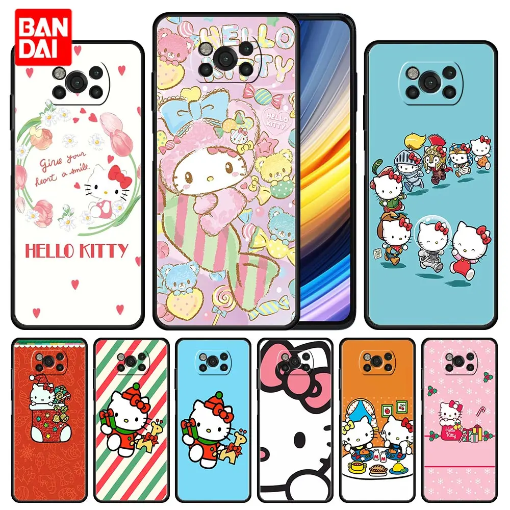 

Case for Xiaomi Mi Poco X3 NFC F3 Redmi Note 9s 9 9A 9C 8 10 11 9T 8T 10T K40 Pro Plus Bag Capa Armor Phone Hello Kitty Cartoon