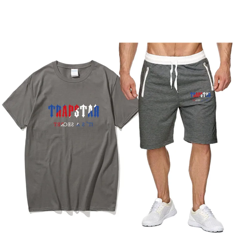 Summer brand Printed Men's T-shirt Shorts Set TRAPSTAR Men's Sportswear Tracksuit O Neck Short Sleeve Cool Men's Clothing 2023
