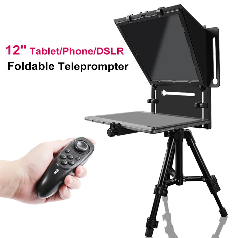 

Q3 Foldable Teleprompter Reader for 12 inch Tablet Phones iPad Prompting Inscriber Prompter for Smartphone Camera DSLR Shooting