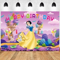 disney snow white princess photo backdrop girls happy birthday party photograph background banner decoration studio prop