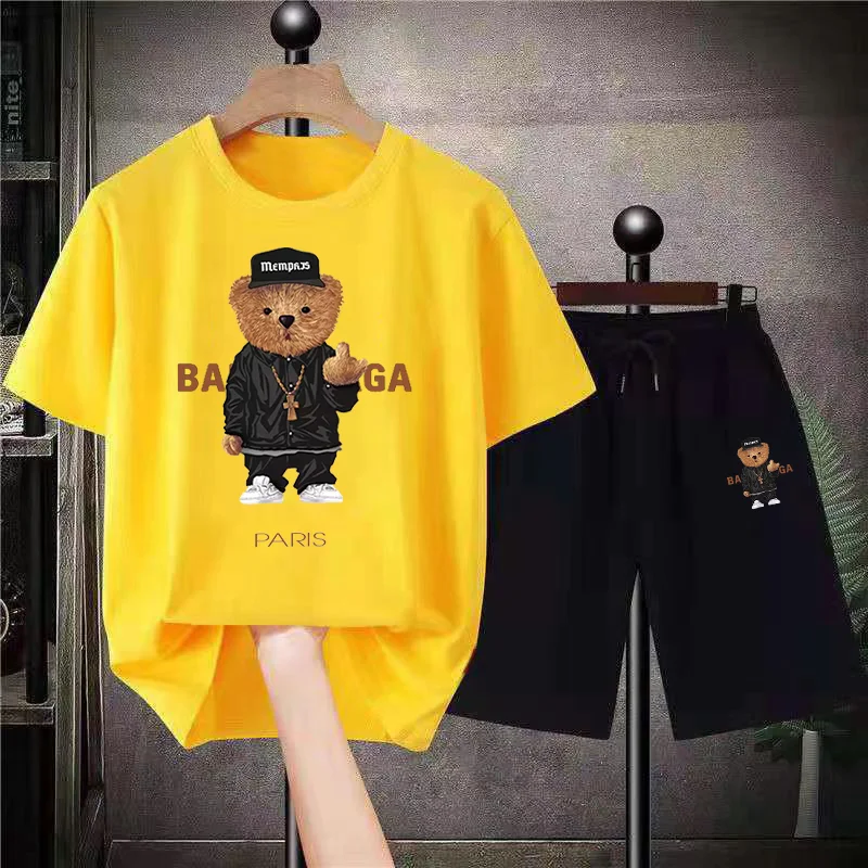 Fashion Bear Mens Luxury Short Sets Oversized Cotton Summer Suits Quality Anime Tees Shorts Outfits France Design T-Shirts Tops