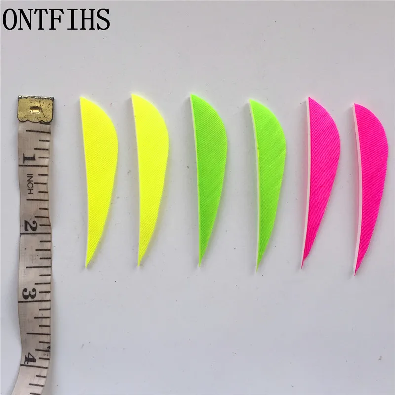 100 шт. ONTFIHS стрельба из лука Fletches 2 5 "Капля воды стрелы перо Fletching дюймов парабол