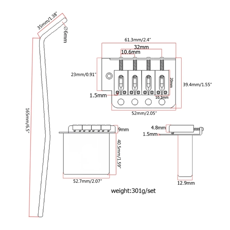 4 Strings Cigar Box Guitar Tremolo Bridge Set Electric Guitar Tremolo Bridge with Mounting Screws Kit Guitar Parts TOP quality images - 6