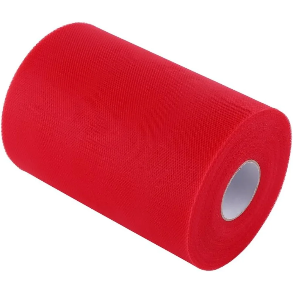 100 метров 15 см Fai Da Te Decorazione Di Nozze Tulle Rotolo Bobina Vestiti Maglia Tessuto Per Cucire (rosso Brillante)