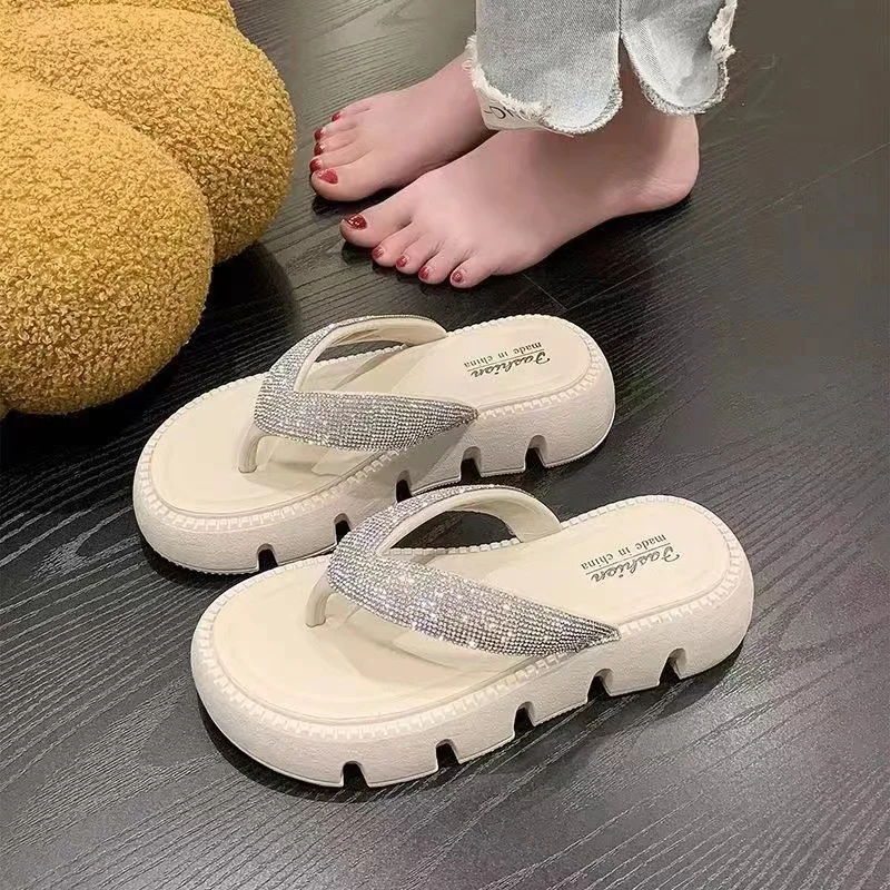 Women Slippers 2023 Summer Thick Bottom Beach Sandals Casual Home Fashion Flip Flops Indoor and Outdoor Bathroom Non-slip Shoes