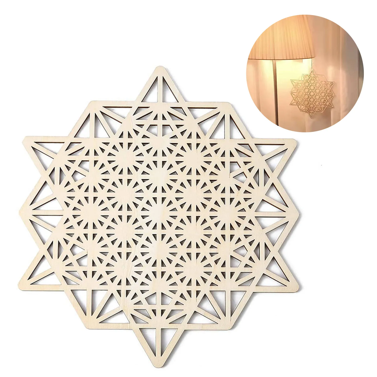 

Деревянная Хрустальная сетка 11.02in, геометрический настенный знак, деревянное настенное искусство, домашний декор, ручная работа, священное ...