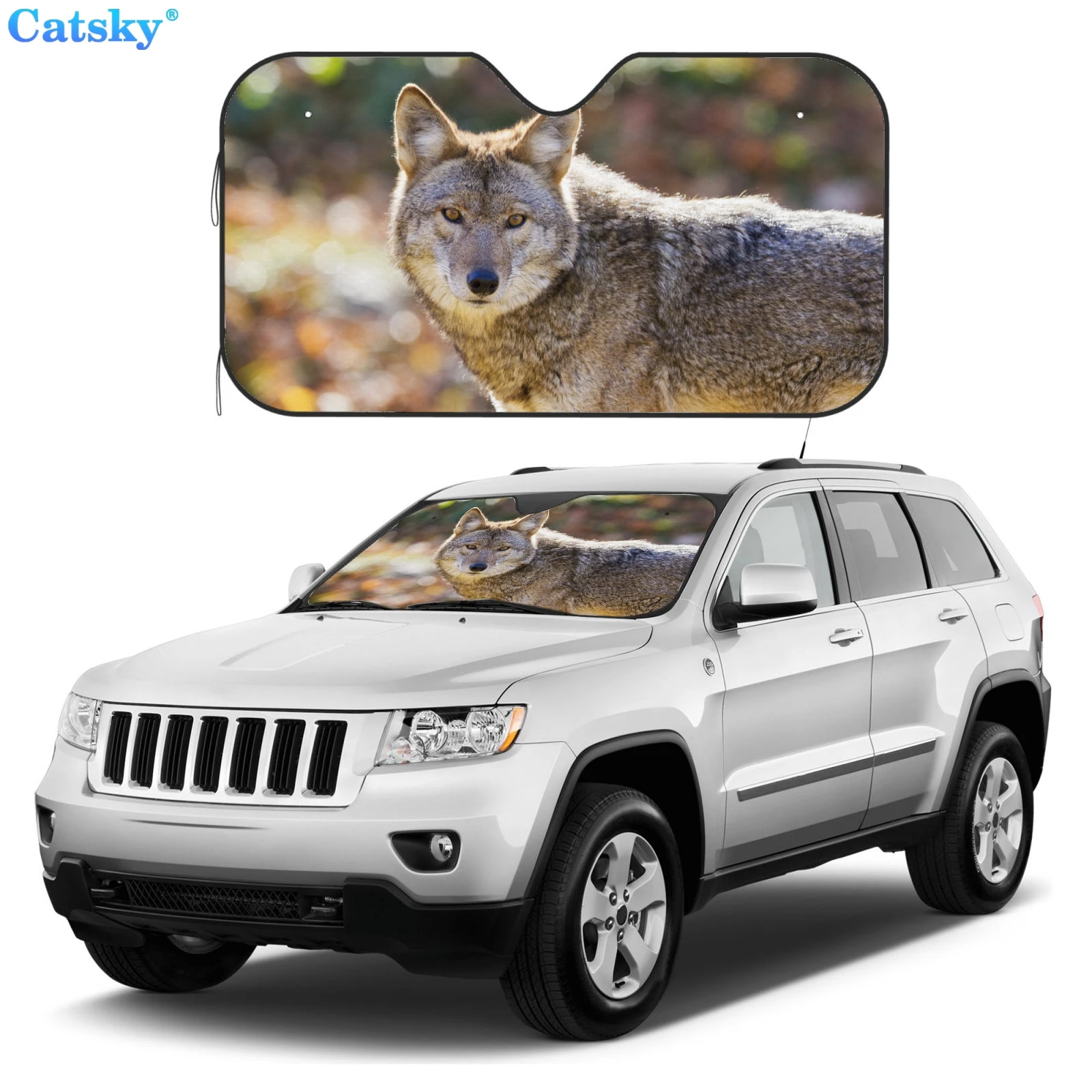 

Койот волк, автомобильный солнцезащитный козырек, солнцезащитный козырек на лобовое стекло, аксессуары для интерьера автомобиля, солнцезащитный козырек с принтом и защитой от УФ-лучей