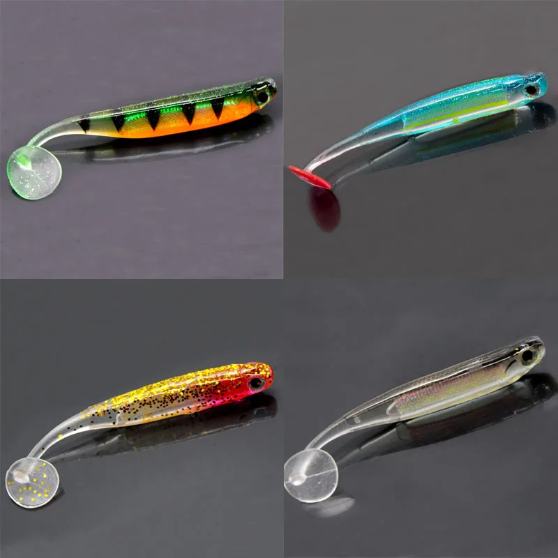 

2pcs/lot 7cm/9cm 2g/5g Wobbler Fishing Lure Rainbow Shiner Bait T Tail Bionic Soft Silicon Artificial Realistic Fishing Tackle