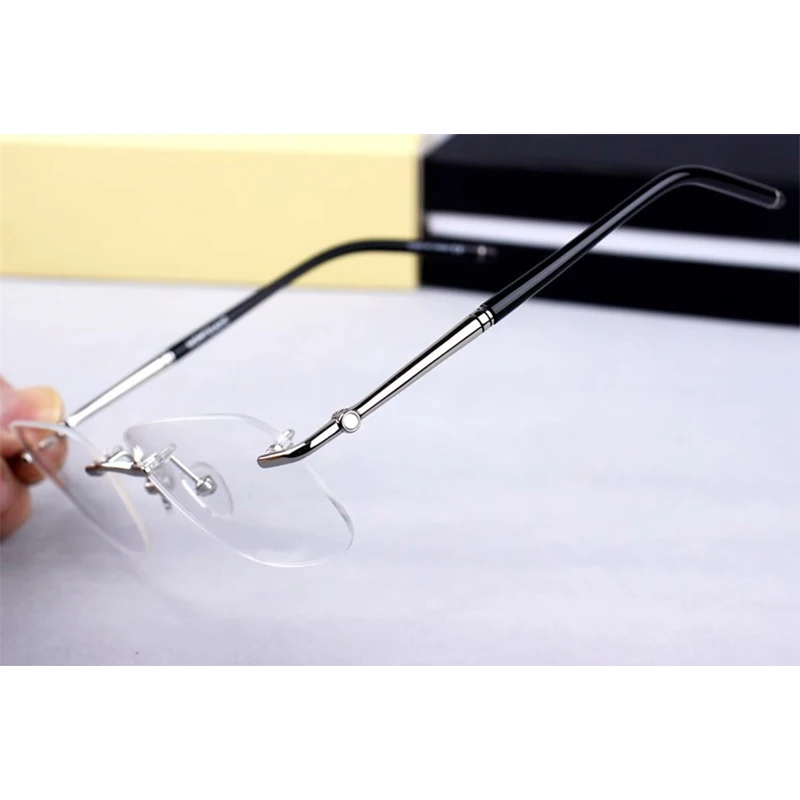 Ретро титановые роскошные очки без оправы в квадратной оправе мужские