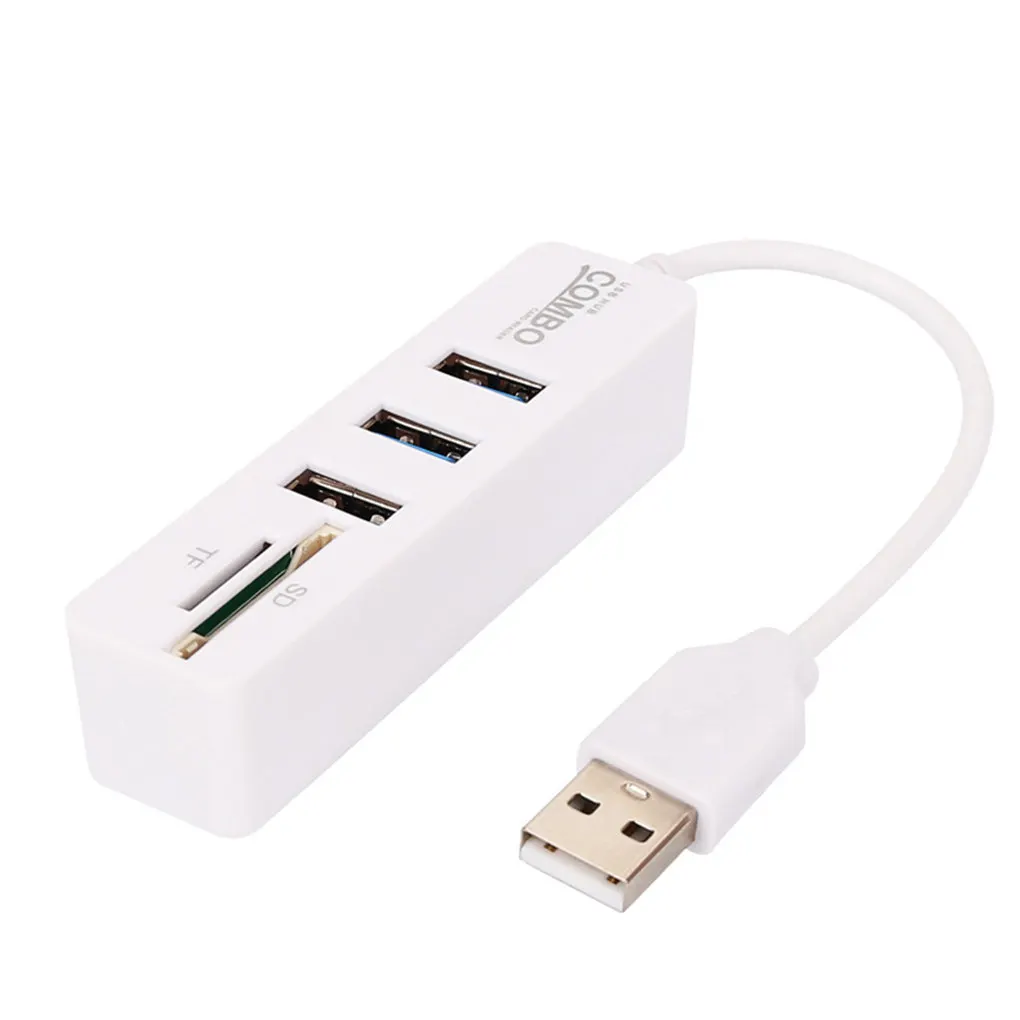 

3-портовый концентратор, внешний кардридер, порт, пластиковый USB 2,0 кабельный концентратор, сетевой адаптер, аксессуар для ПК