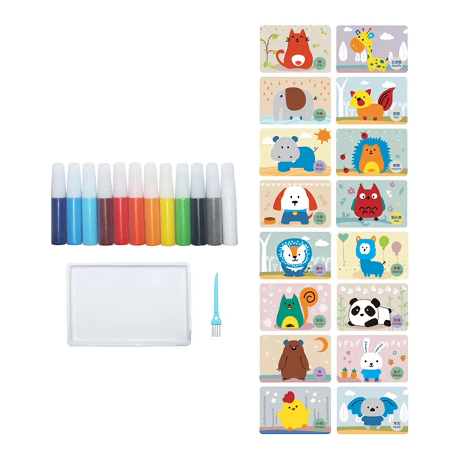 

Kids Sand Art Kits with Brush and Plate 12 Colors Sand Art Sand