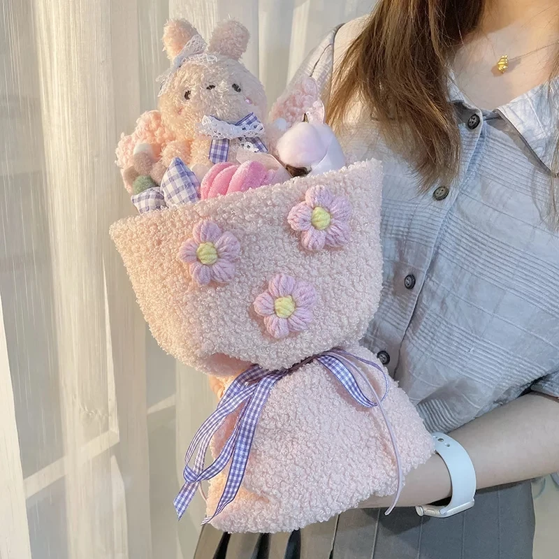 

2023 Valentine's Day Plush Dolls Cartoon Bouquet For Children Girlfriend Creative Cute Anime Flower New Year Gift