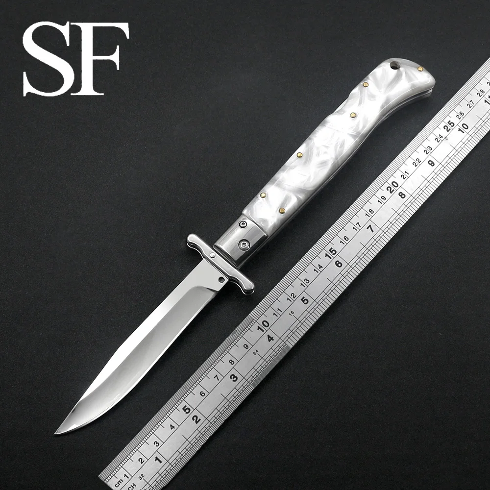 

SF 10.94inch Heavy Duty Outdoor Hunting Folding Knife 440 Blade Mirror Finished Bone Handle EDC Multitool