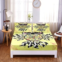 cartoon pattern pattern 3pc polyester solid fitted sheet mattress cover four corners with elastic band bed sheet2 pillowcases