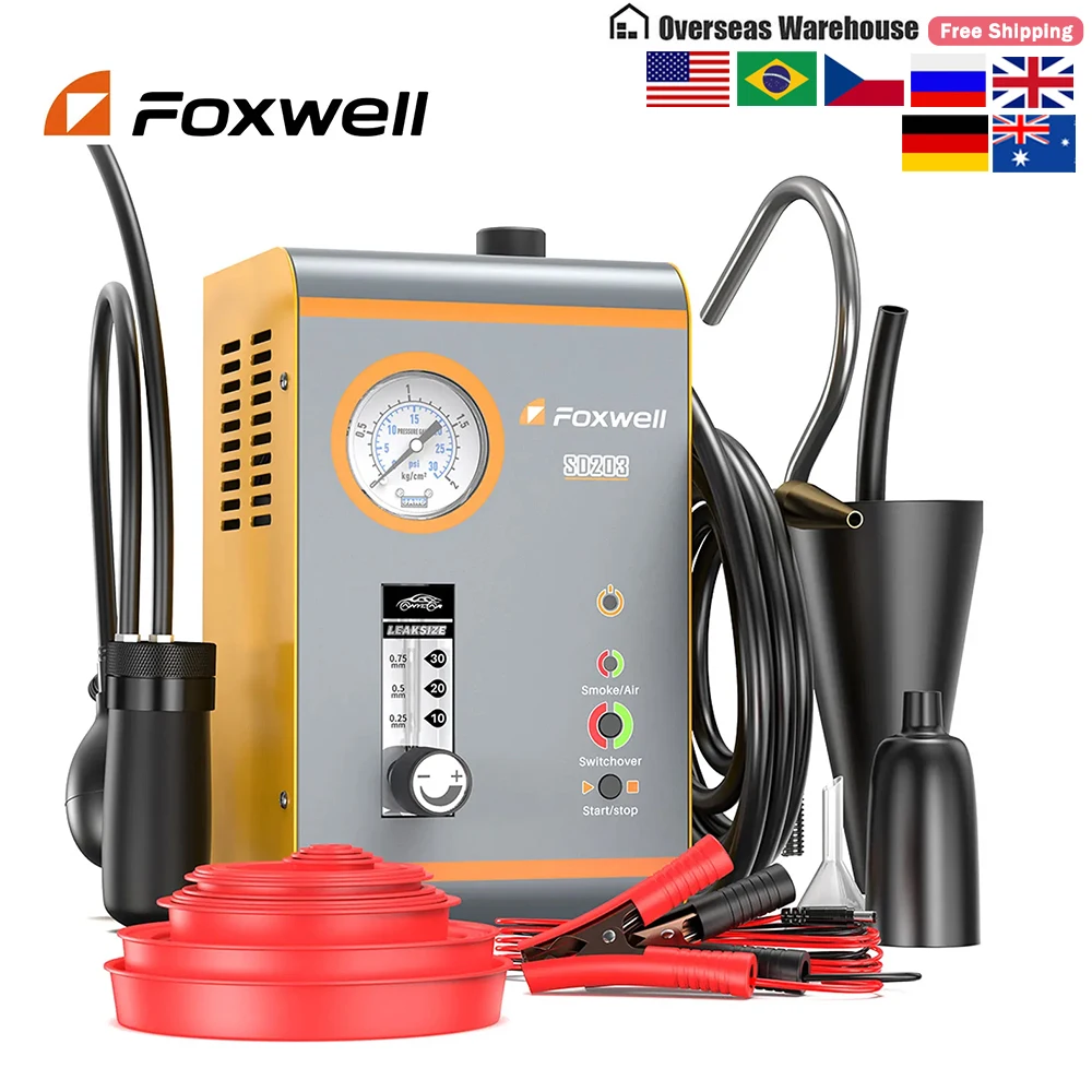 

FOXWELL SD203 Автомобильный детектор утечки дыма с воздушным насосом 12 В EVAP диагностический инструмент вакуумный тестер локатор утечки топливной трубы диагностический