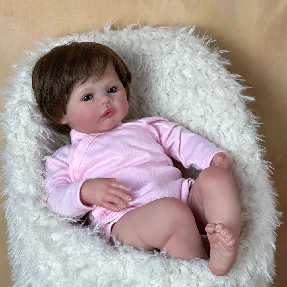 

20 inch Girl Reborn Dolls Short Blonde Hair Cute Pink Dress DIY Silicone Baby Doll Toys for Girls кукла реборн s