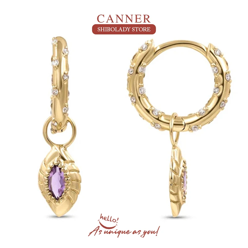 

CANNER Cute Conch Earrings Silver 925 Earring For Women Drop Earrings Summer Zirconia Accessories Huggie 18K Gold Fine Jewelry