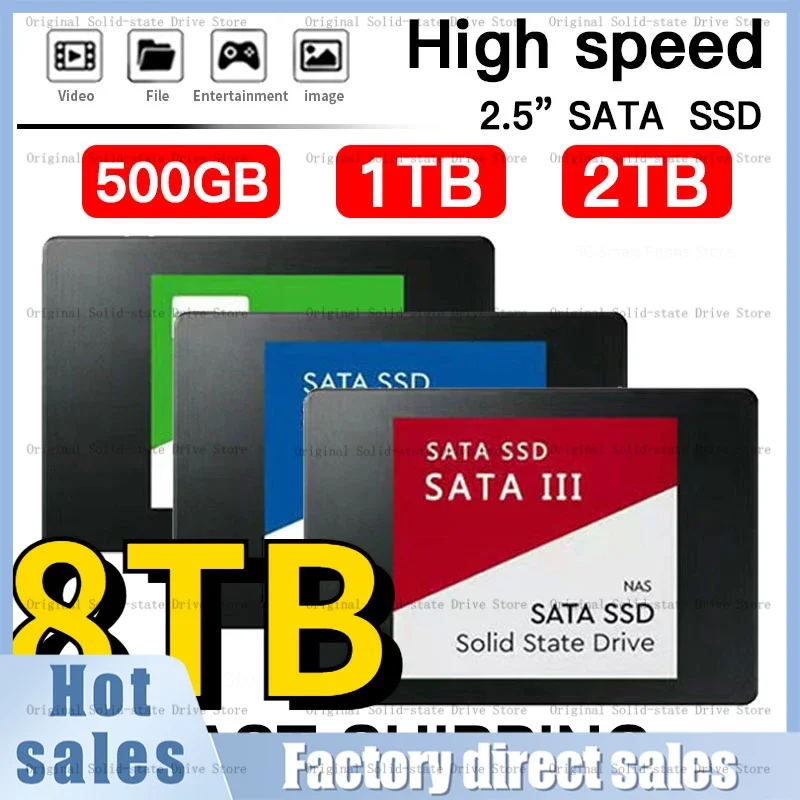 

8TB New 2023 Internal Solid State Drive Hard Disk SSD 2.5 Inch Sata III 4TB SSD Drive Hard Disk for Laptop Microcomputer Desktop