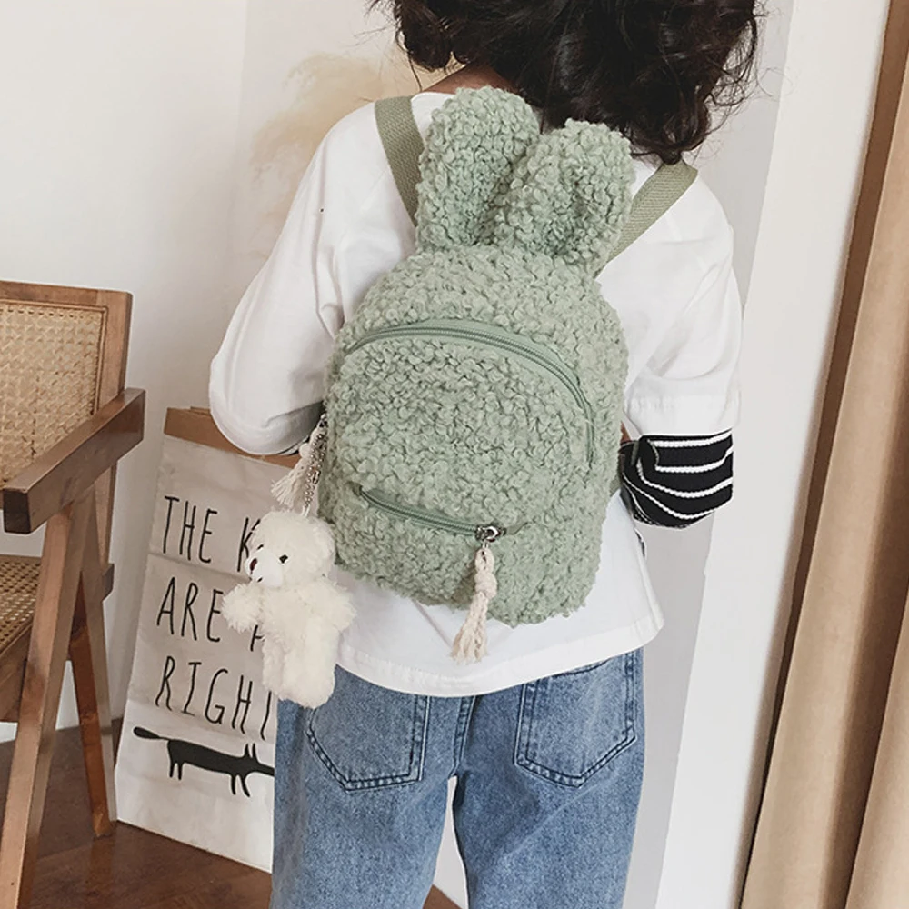 

2022 New Lamb Plush Child's Backpack Kindergarten Boys' and Girls' Schoolbag Baby Cartoon Bear Rabbit Backpack